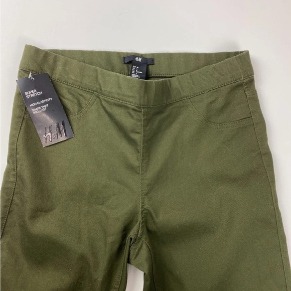 H&M Super Stretch Dark Green Straight Ankle Pants NWT Size 6 - Picture 3 of 8